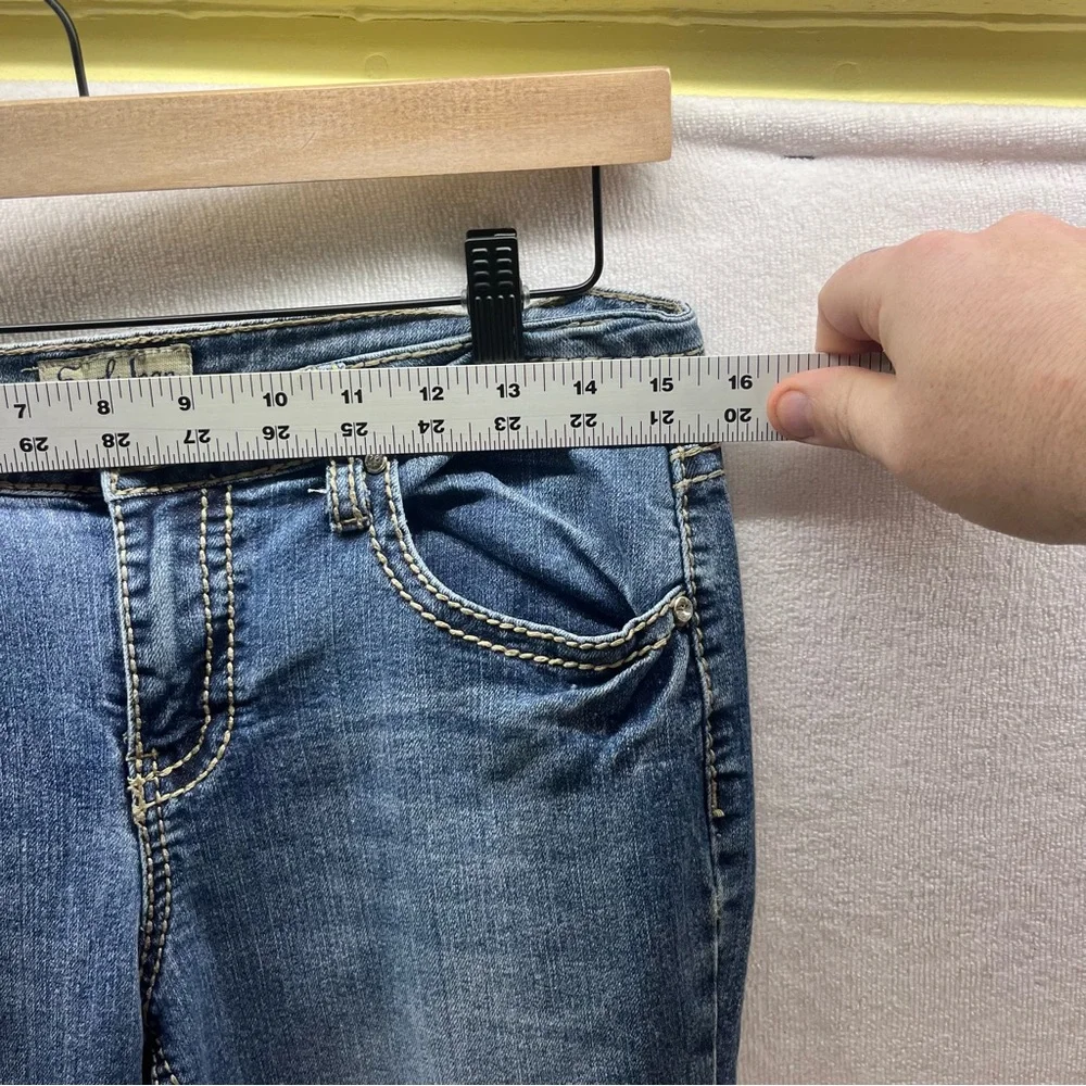 Earl Jean Flap pocket Bootcut‎ Jeans Womens 6 Blue Denim Stretch Cute 2930